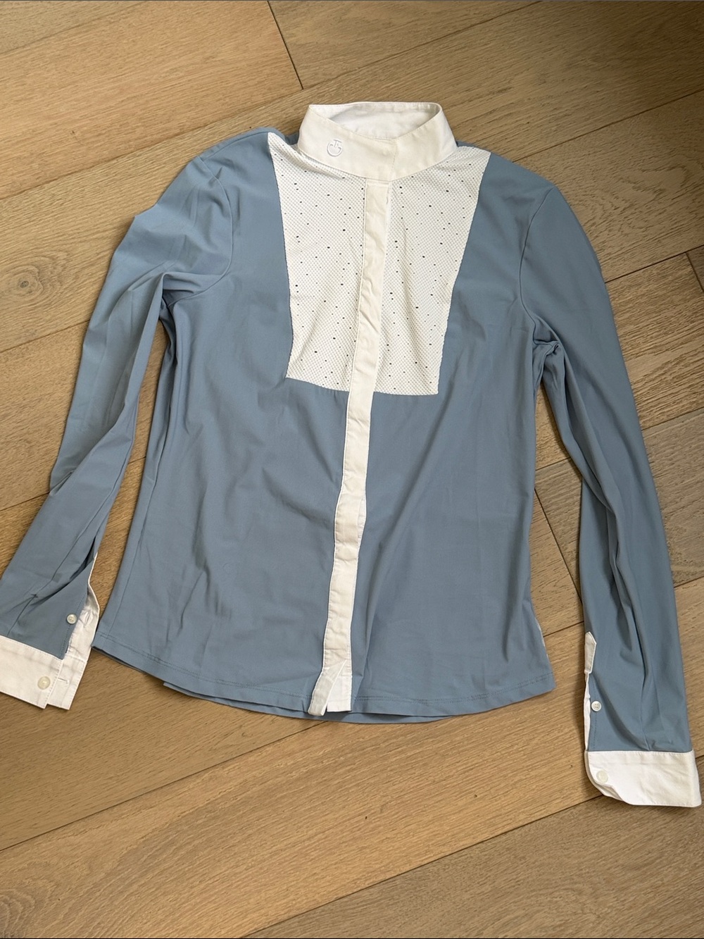 CAVALLERIA TOSCANA sky blue show shirt long sleeve equitation hunter Small